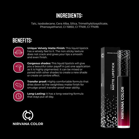 Nirvana Sweet Raisin Liquid Matte Lipstick 5ml (P.R.C)