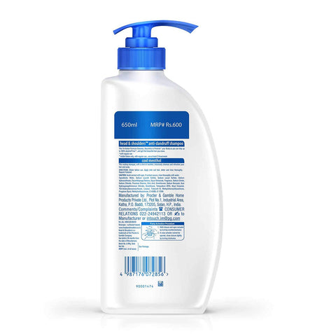 Head & shoulders [Cool menthol] shampoo 650ml (India)