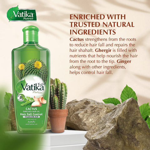 Vatika Cactus Hair Oil - Hair Fall Control 300ml (Dubai)