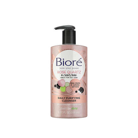 Biore Rose Quartz + Charcoal Daily Purifying Cleanser