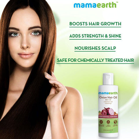 Mamaearth onion hair oil for hair regrowth & hair fall control with redensyl