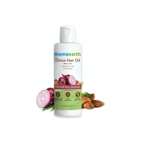 Mamaearth onion hair oil for hair regrowth & hair fall control with redensyl