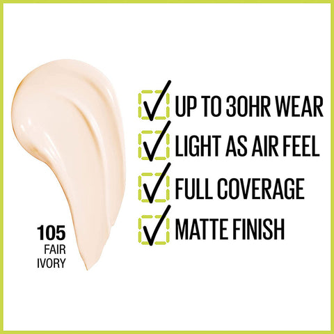 Maybelline SuperStay Full Coverage Foundation 105 Fair Ivory