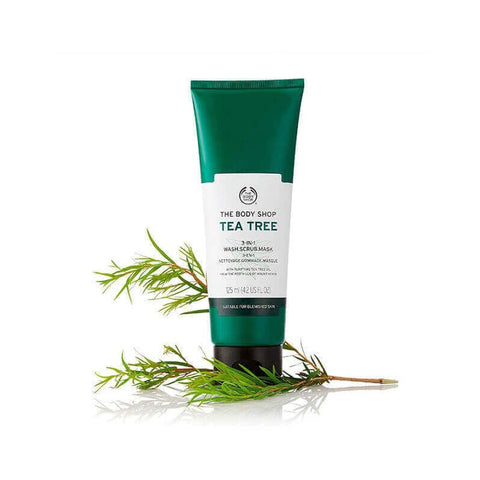 The Body Shop Tea Tree 3-in-1 Wash Scrub Mask – 125ml, Made with Tea Tree Oil