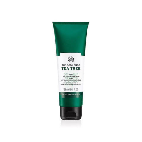 The Body Shop Tea Tree 3-in-1 Wash Scrub Mask – 125ml, Made with Tea Tree Oil